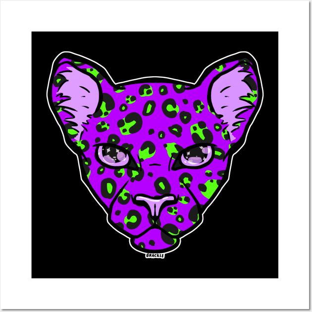 Purple and Green Leopard Wall Art by Jan Grackle